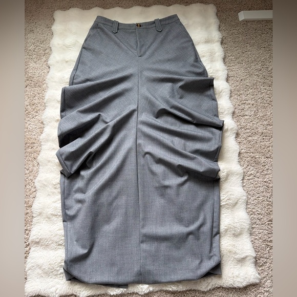✨Statement MICAS High Rise Gray Maxi Skirt With Avant-Garde ,Sculptural Draping - Picture 5 of 13
